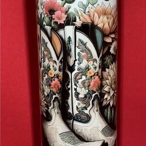 Floral Cowboy Boot Tumbler